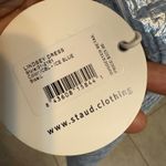 Staud Lindsey Dress Blue Ice off shoulder dress pearl beaded collar large NWTs Photo 8