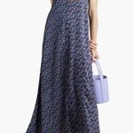 Rhode Gathered printed sateen maxi dress royal blue size S C3 Photo 0