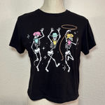 Spirit  Black Cropped Tee with Colorful Skeletons Photo 0