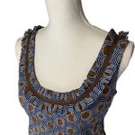 Tory Burch Navy Brown Geometric Print Pleated Tank Blouse 4 Photo 3
