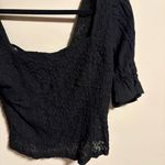 Free People NWT Spring Fling Top in Black- Size Large Photo 3