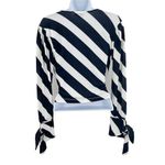 Topshop 2/$30  Striped Tie Sleeve V-Neck Wrap Blouse Top Shirt Bell Sleeve Black Photo 4