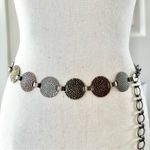 Vintage Metal Mixed Color Hammered Round Coin Plate Chain Link Belt One Size Photo 6