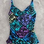 Coco reef  Black Multi Swimwear Tankini Tank Top Medium Bra 34D Photo 0