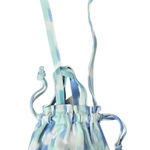 Aerie  Blue Tie Dye Straw‎ Bucket Bag Drawstring Mini Purse OS Photo 0