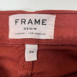 frame denim  Le High Raw Hem Skinny Ankle Jeans Burnt Henna Wash Size 24 Photo 3