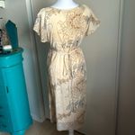 Free People  Floral Split Cap Flutter Sleeve Year Round Cotton Gauze Midi Dress Photo 5