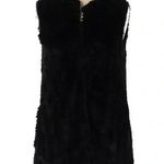 Betsey Johnson Reversible Black Chevron Print Faux Fur Vest Size XS Like New Photo 0