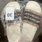 Adidas NWT  Shower Slide Slip on Shoes in Adilette White and Leopard Print Photo 1
