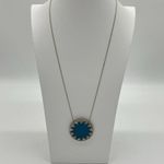 House of Harlow 1960 Sunburst Blue/Silver Pendant Necklace & Earrings Set Blue Photo 0