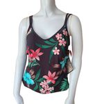 NWT Jamaica Bay Tropical Nights Brown Floral Tankini Top (14D) Brown Size 14 Photo 1