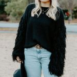 These Three Boutique Black Fringe Sleeve Sweater Photo 0