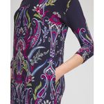 Chico's  Ruched Sleeve Midi Dress Size 2 Large Multi Paisley Floral Stretch Office Photo 13