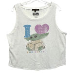 Retrospective Co Star Wars I Heart Love The Child Grogu Tank Top Shirt Womens XL Gray Photo 0
