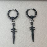 Dagger Dangle Drop Earrings for Men Women Streetwear Punk Hip Hop Unisex Style Black Photo 2