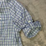 Duluth Trading Co Plaid Button Up Long Sleeve Shirt Women's L Blue Green Size L Photo 4