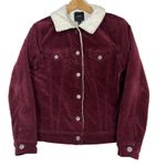 Forever 21 Velvet Sherpa Barn Jacket Womens S Burgundy Casual Western Cowgirl Photo 1