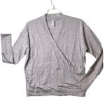 Zuda QVC Sweater Womens Small Gray Faux Wrap Pullover Thumbholes Athletic Lounge Photo 1