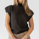 NWT Sofie the label Celine Olive Ribbed Knit Sweater Vest size medium brown Photo 0