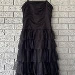 BCBGMAXAZRIA  Tiered Ruffle Tulle Midi Dress Black Size 4 Photo 0