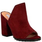Chelsea and Violet Chelsea Violet Tess Suede Burgundy Mule Open Toe Block Heel size 8 Photo 0