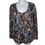 Gerard Darel Wool Cardigan Twinset Snakeskin Print Knit Blue Brown Size 2 Photo 1