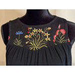 Blue Rain  Size XS Black Embroidered Mesh Top Shirt Sleeveless Boho Floral Summer Photo 2