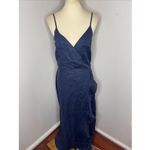 J. McLaughlin  Emilia Navy Blue Linen Wrap Maxi Dress Medium M Photo 3