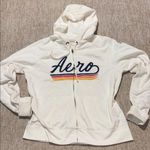 Aeropostale Large Aero Zip up hoodie Womens cream rainbow stripes embroidered Photo 0