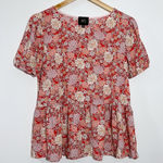 W5  Short Sleeve Floral Babydoll‎ Top Size Medium Photo 0