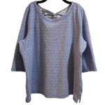 Talbots T By Women’s 2XP Petite Blue TWIST BACK DOT JACQUAR Knit Top 3/4 Sleeve Photo 0