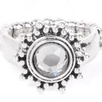 Paparazzi NWOT EXPECT SUNSHINE AND REIGN - SILVER HEMATITE GEM SUNBURST RING - Photo 1