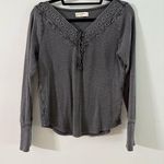 Lucky Brand Trim Mix Long Sleeve Henley Grey Size L Photo 0