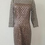 Cachet Lace Sequin Sparkle Taupe Light Brown Dress Size 4 Photo 0