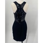 Vintage 90s Sequin Bodice Mini Dress Racerback Empire Waist High Neck Black XS Photo 5