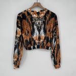 Topshop Tie Dye Cropped Sweatshirt Long Sleeve Crewneck Orange Black Size 6 Photo 4