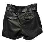 White House | Black Market WHBM Black Faux Leather Paper Bag Belted Short Photo 5