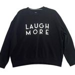Laugh More Cropped Sweatshirt Womens XL Black Basic Casual Loungewear Pullover Photo 0