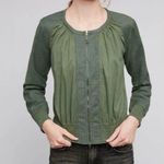 Anthropologie  Hei Hei Hilltop Ruched Green Cotton Zip Bomber Jacket Size Medium Photo 0