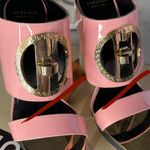 Versace New  Pink Patent Leather & Plexiglass Mules Photo 13