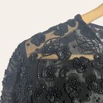 Vintage Cecily Brown Black Floral Sequin Beaded Sheer Mesh Jacket Size Small Photo 2