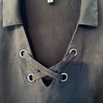 Monteau π« Olive Mini Dress with Lace-Up Detail and silver grommets. Has pockets. Photo 1