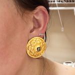 Fendi Authentic  Rare Vintage 80’s 18kt G.P FF Fendista XL Round Clip on Earrings Photo 10
