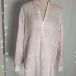 Gap 100% Linen Pink Striped V-Neck Tunic Top Small — Lightweight Summer Photo 0