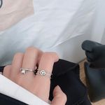 Unisex Smiley face ring silver ring sterling silver ring happy face ring adjustable ring simple ring Photo 5