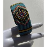 Vintage Handmade Navajo Indian Beaded Bracelet White Blue Red Yellow Sz 7.5” Photo 4