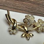 Rhinestone Flower Gold Tone Lot Of 2 Flowers Photo 9