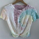 American Eagle Tie Dye Knot Front Lettuce Edge Top Tee Blouse XS Photo 0