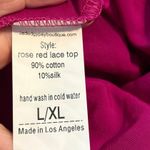 Jaded Gypsy Size L XL Magenta Velvet Lace Trim Top Shirt Made in USA Pink Photo 3