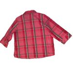 Rebecca Malone  Top Blouse Large Pink Multicolor Plaid Womens 3/4 Sleeve Collared Photo 4